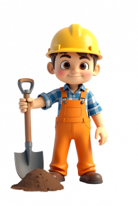 Lake Sawyer South - Worker with shovel